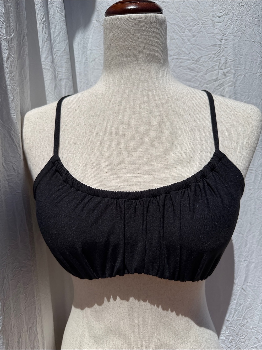 CALIA by Carrie Underwood Black Ruched Crop Bikini Top Small